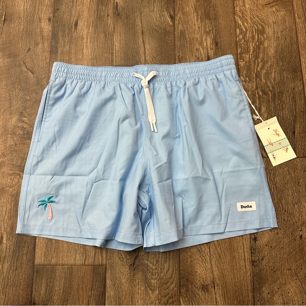 Duvin Palm Tree Swim Beach Shorts Size XXL Blue
